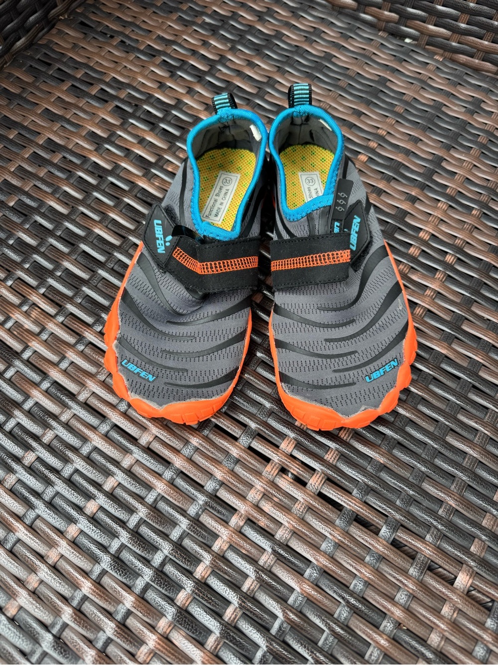 Kids Water Shoes Gray with Orange Trim